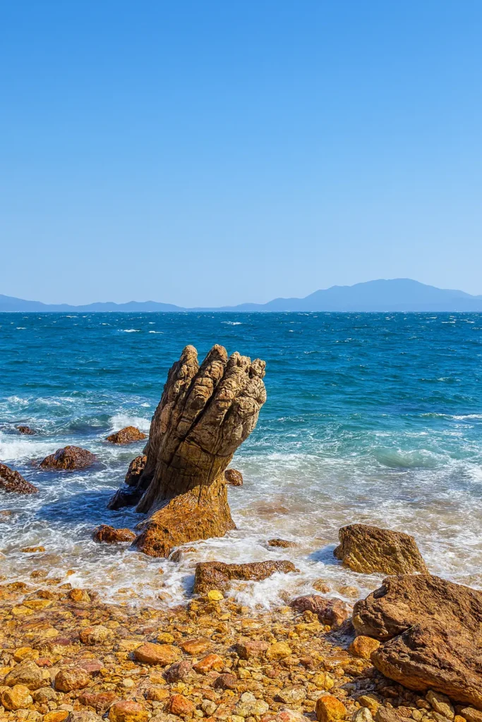 鬼手岩船景及清澈海水