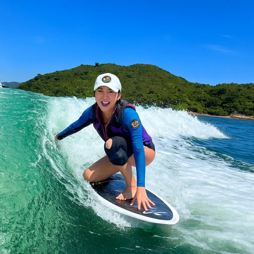 香港滑水 Wakesurf，紅色快艇租船，滑水衝浪體驗