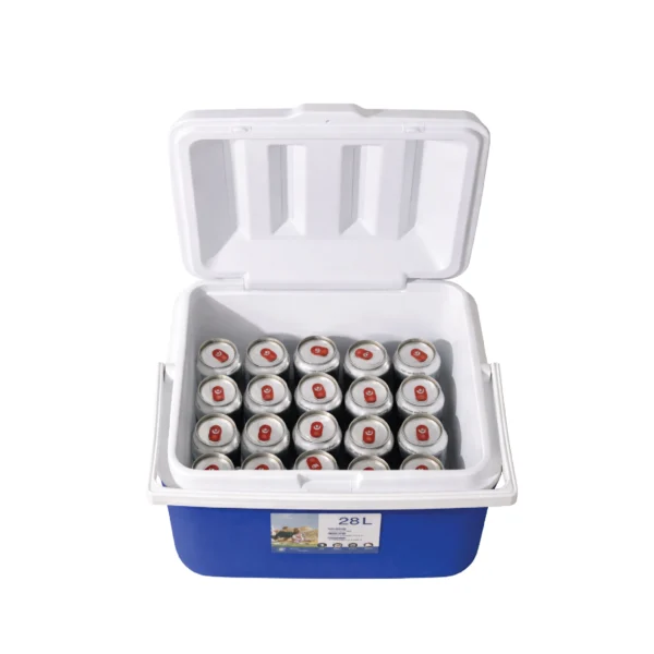 28L 島上冷藏箱內部容量示意,可存放多罐飲品