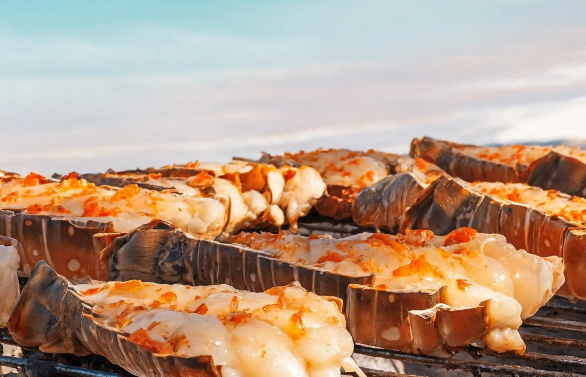 Beach BBQ lobster grilling during Hong Kong island boat trip